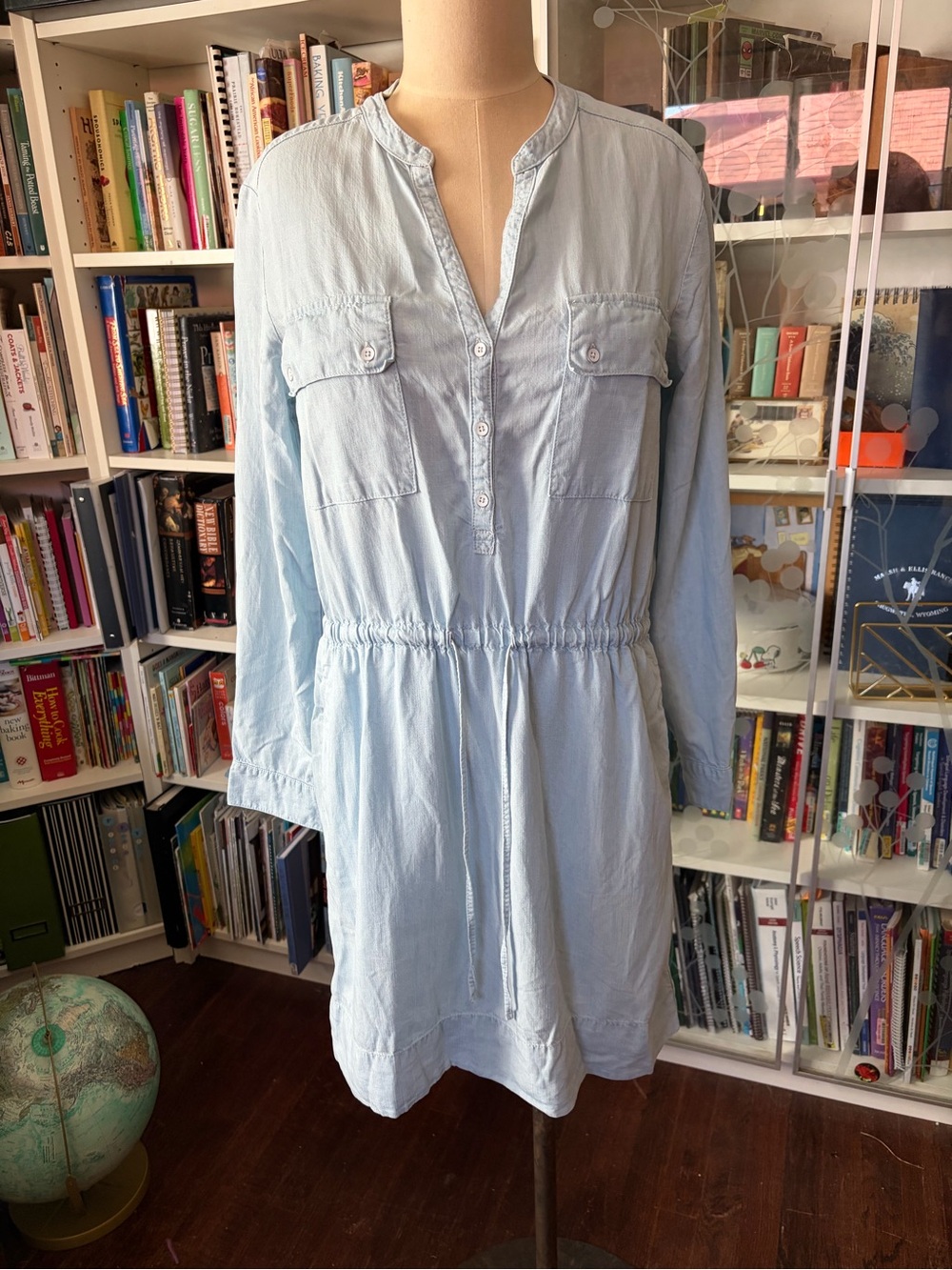 Pocketed shirt dress